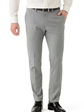 Kenneth Cole Reaction Slim Fit Dress Pants Gray Check 34x31 Flat Front